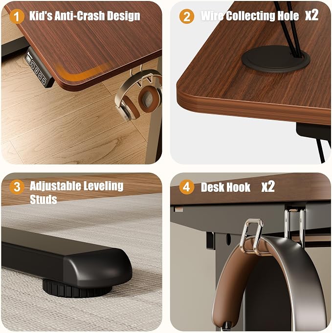 47"x24" Standing Desk, Height Adjustable Sit-Stand Home Office, Walnut | Electric Adjustable Standing Desk, Sit to Stand Computer Office Desk with Splice Board, Memory Preset, Lifts 28.7''-46.5"