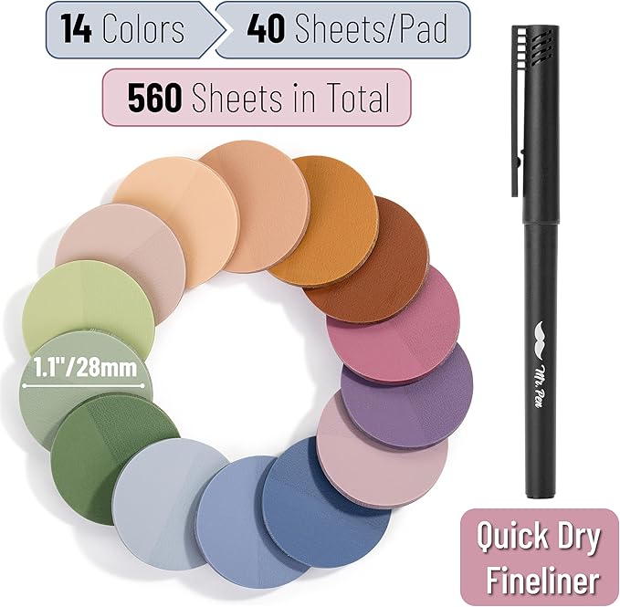 Mr. Pen- Transparent Sticky Notes, 560 Pcs, Assorted Colors, Round Translucent Sticky Notes, Stocky Notes for Bible Journaling