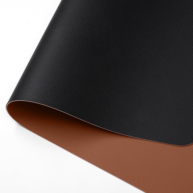 Dual Sided Desk Pad Faux Leather Desk Mat Large Mouse Pad | Desk Pad Protector Non-Slip Waterproof Desk Mouse Pad for Writing Desk, Office, Home(Brown Black 31.5"X15.7")