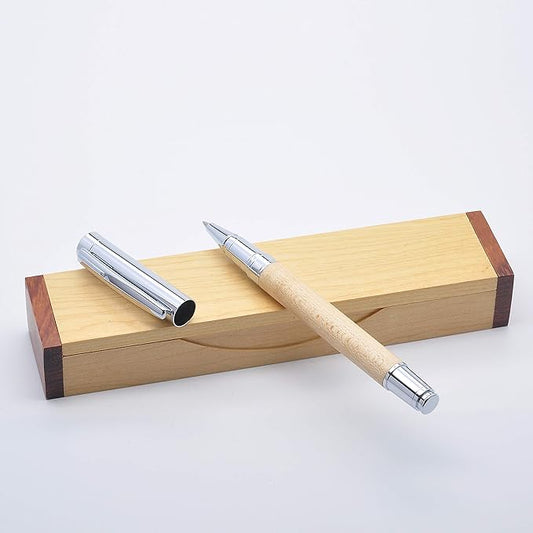 LACHIEVA LUX Natural Maple Wood Rollerball Pen Set - Premium Wooden Pen with German Schneider Refill, Luxury Writing Instrument for Men & Women, Executive Gift for Office & Business (Maple)