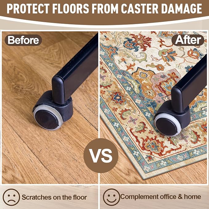 Office Chair Mat for Hardwood Floors - 48X35.5” Desk Chair Mat for Rolling Chair, Under Desk Rug Protects Hard Floors from Damage, Low Pile Floor Protector for Rolling Chair, Non-Slip