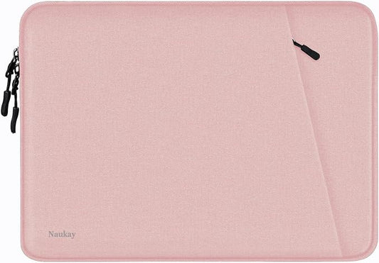 Laptop Sleeve Case 14 inch, Shockproof Protective Computer Cover with Accessories Pocket, Portable Laptop Bag Compatible for 14 inch MacBook Air/Pro, Dell, HP, Acer, Asus, Lenovo, Pink