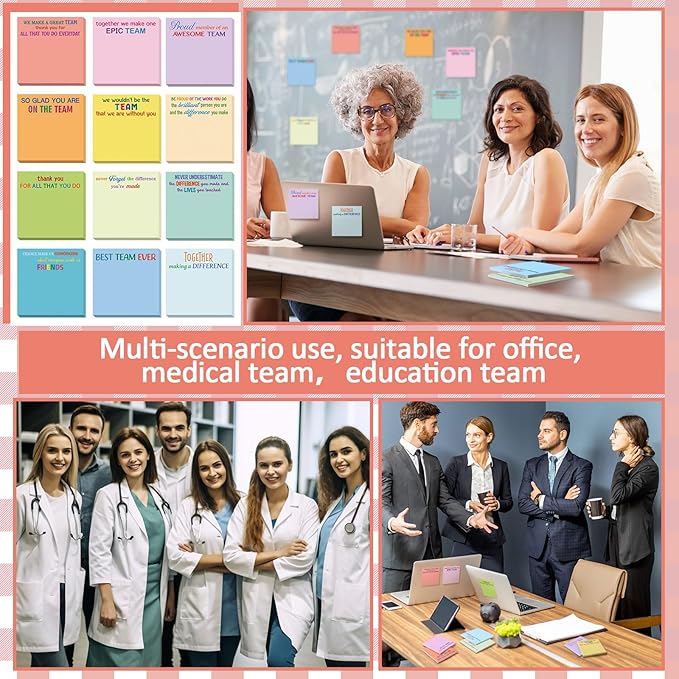 Yinder 24 Pcs Inspirational Sticky Notes Thank You Gift Motivational Sticky Note Pad Employee Appreciation Gift Bulk for Staff Coworker Teacher Nurse Office Groups 3 x 3'' (Thank You,Elegant)