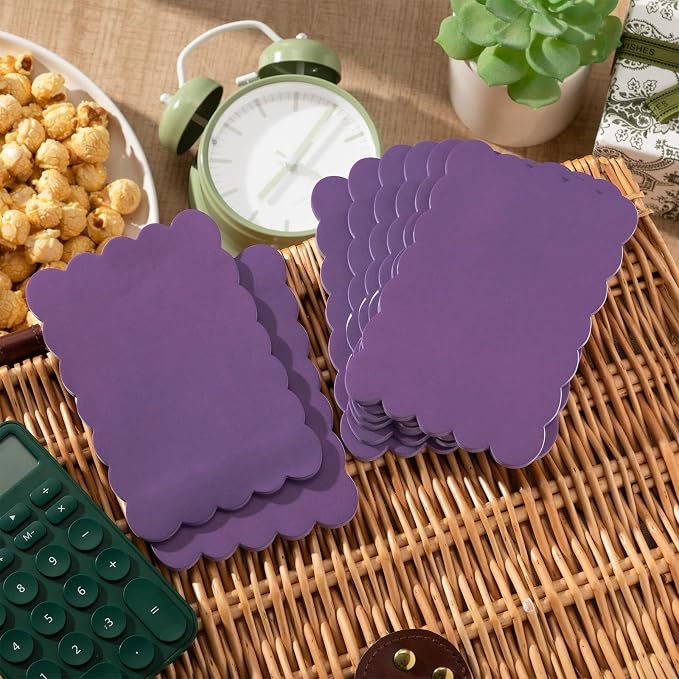 Eaasty 8 Pack Scalloped Aesthetic Sticky Notes Bulk Purple Colors Cute Wavy Self Sticky Note Pads 4" x 6" Blank Note Pads for Back to School Office Supplies 240 Sheets