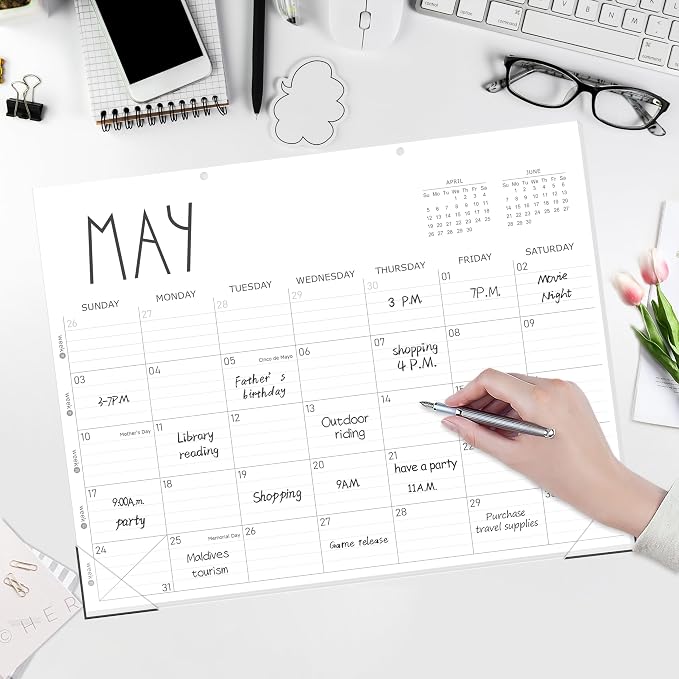 GuassLee Horizontal Desk Calendar -Months Planner from Jun to Dec Simple Glue Desk Calendar with To-Do List Premium Paper Binding for Family Business Appointment Planning 2024-2025