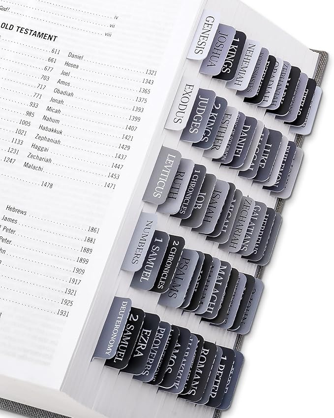 Bible Tabs for Women & Men, Bible Tabs for Study Bible, Large Print Bible Tabs for Easy Navigation, Bible Index Tabs, 66 Tabs Old & New Testament, Extra 9 Blank Tabs - Gray
