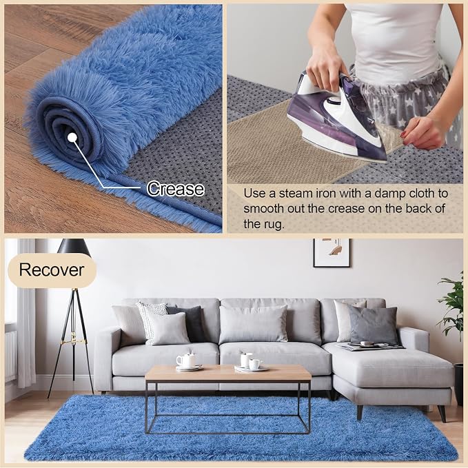 Mugorn Small Soft Shag Rugs for Bedroom, 4x6 Fluffy Area Rugs for Living Room