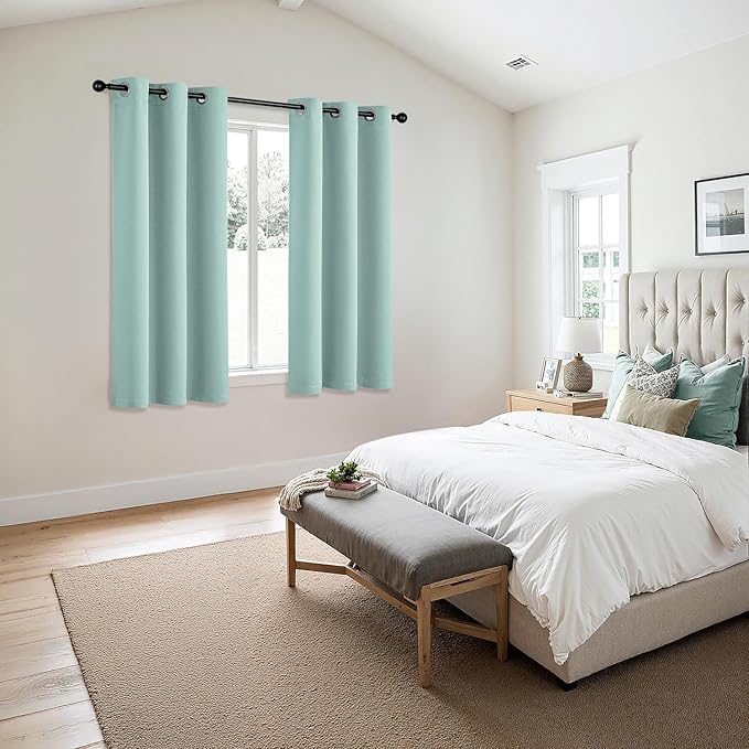 MIULEE Blackout Curtains for Bedroom Living Room 2 Panels, Thermal Insulated Room Darkening Drapes Grommet Noise Reducing Light Blocking Window Treatments 54 Inches Long 40x54 Inch Aqua