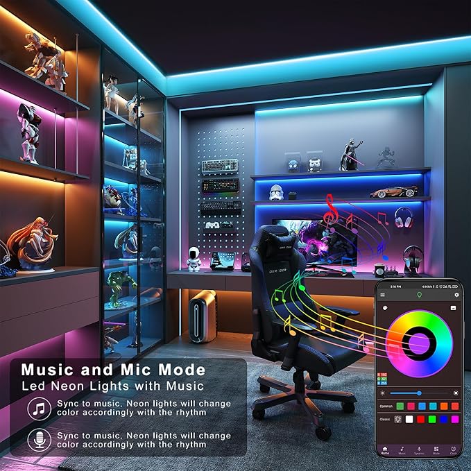 130 ft LED Lights for Bedroom Music Sync RGB LED Strip Lights with APP & Remote Control LED Lights for Room Home Party Christmas Wall Decor (2 Rolls of 65ft)