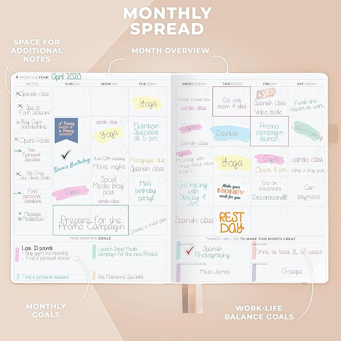 Clever Fox Planner PRO Schedule – Undated Weekly & Monthly Life Planner with Time Slots, Appointment Book & Daily Organizer, A4 (Seashell)