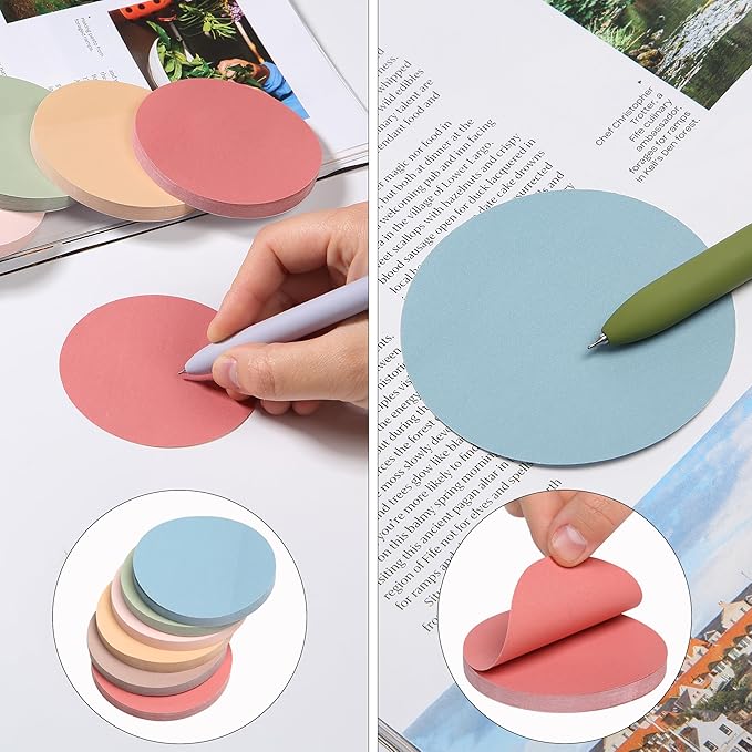 Mr. Pen- Round Sticky Notes, 12 Pads, 720 Sheets, Vintage Color, 2.8" x 2.8" Colorful Sticky Notes Bulk, Stocky Notes for Bible Journaling