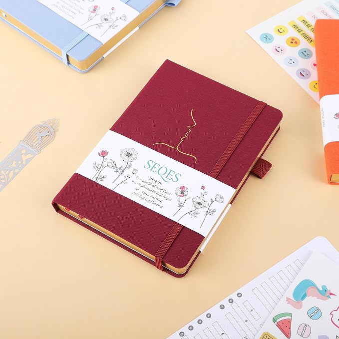 A5 Bullet Dotted Journal Notebook | 160gsm Thick Bleedproof Paper, Lay Flat Binding, 160 Numbered Pages | Hard Cover Dot Grid Notebook/Bullet Journals for Creatives & Professionals-KISS
