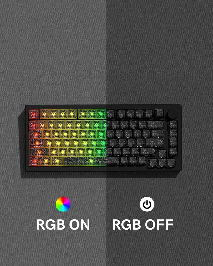 Cherry Profile PC Keycaps 106 Keys Transparent Carbon Fiber Pattern, Shine-Through Keycap Set for MX Switch Mechanical Keyboard, Fits 60% 65% 75% 80% Layouts