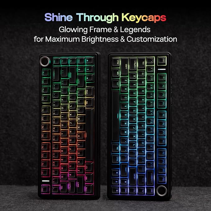 EPOMAKER Glintrix PBT Shine Through Keycaps, Arris & Keys Backlit, Double Shot, Cherry Profile, 60/75/96/Full Size, Custom Keyboard Keycaps Set for Mechanical Gaming Keyboard (Black)
