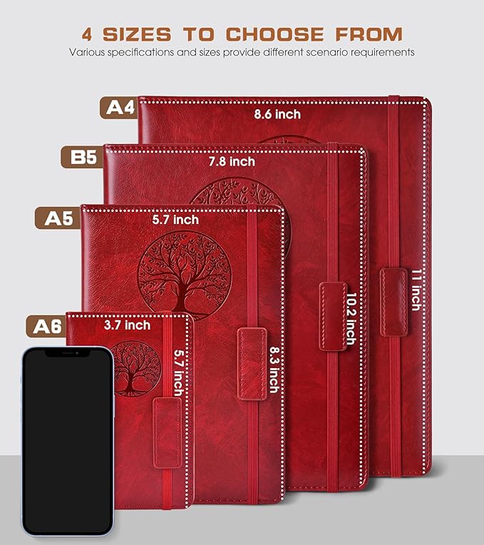 Lined Journal Notebook for Women Men,256 Thick Pages,A5 Hardcover Vintage Leather Journal for Writing,Travel,Business,Work, School,College Ruled Notebooks for Note Taking,Daily Diary 5.7"×8.3"