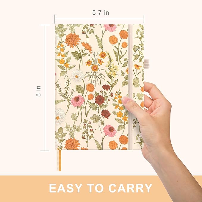 &And Per Se Dotted Journal Notebook, A5 Hardcover Aesthetic Dotted Notebook – 160 Pages 100gsm Thick Dot Grid Paper, 3 Sticker Sheets – Gift-Ready Journaling Kit for Women (Wild Flowers)