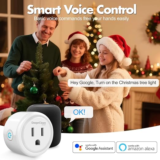 DeeprClean Mini Smart Plugs That Work with Alexa, Wifi Socket Compatible with Google Assistant, App Controlled Outlet with Timer & Schedule, 2.4GHz Wi-Fi Only Wireless Plugs Outlet for Smart Home Life