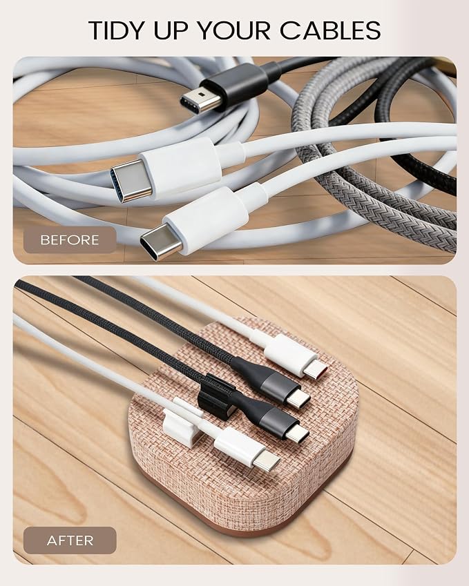 Magnetic Cord Holder, Cable Organizer with 5 Magnetic Clips for Desk & Nightstand Cable Management, Practical Charging Accessory for Home, Office & Gift Giving