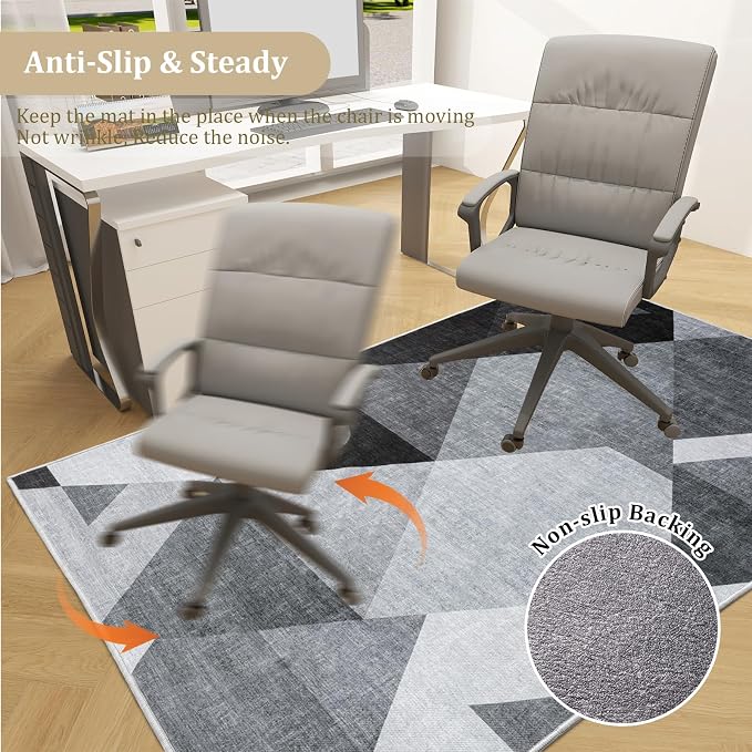 Office Chair Mat for Hardwood Floor, 72"x48" Easy Glide Computer Desk Mat Protector for Rolling Chair Under Desk Rug Nonslip Backing, Machine Wash, (Modern)