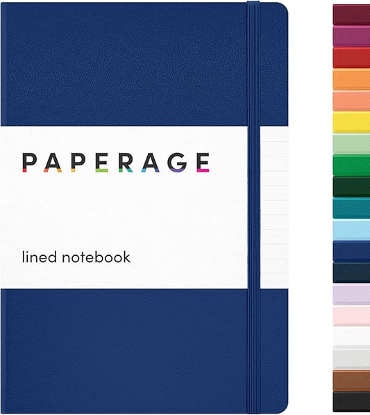 PAPERAGE Lined Journal Notebook, Hardcover Journal for Women & Men, 160 Pages, (5.6 in x 8 in), College Ruled Journaling Notebook for Work, School Supplies & Note Taking, (Royal Blue)