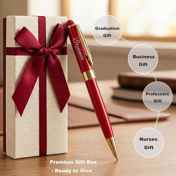 Yastar Personalized Gift Pens - Executive Writing Pen with 6 Black Ink Refills Engraved with Your different Messages Names on the Pens Gift Set for Man/Women/Writers/Collection/Journalist 3 pens/set
