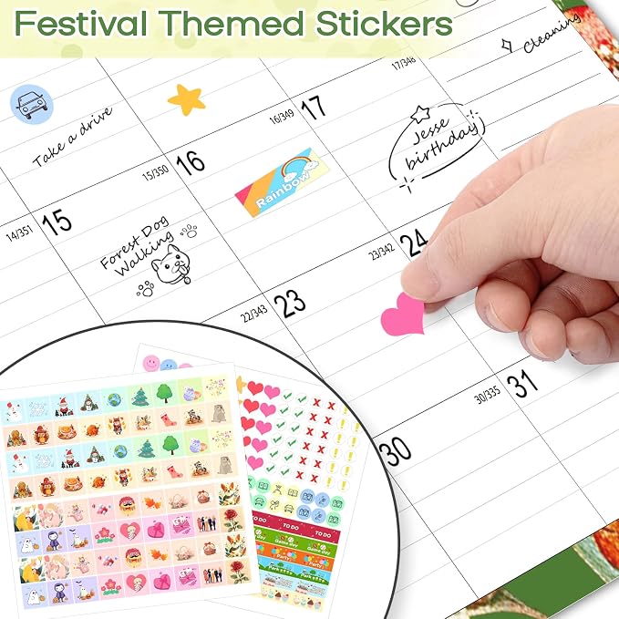 AECCN Desk Calendar 2026-2027, 18 Months Until June 2027 with Stickers, 17x12 Inch Ample Space, Thick Paper, Desktop Calendar 2026-2027 for Home, Office, Student and Teacher Supplies- Flower