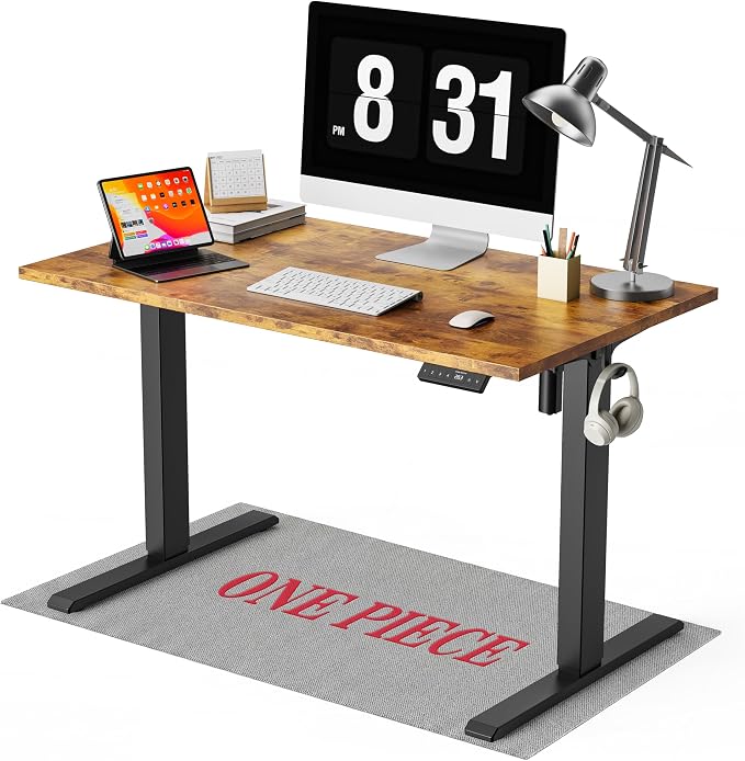 WALKINGDESK 40x24 Inches Whole Piece Electric Standing Desk, Seamless One Piece Height Adjustable Sit to Stand up Desk for Home Office, Ergonomic Computer Workstation, Rustic Brown