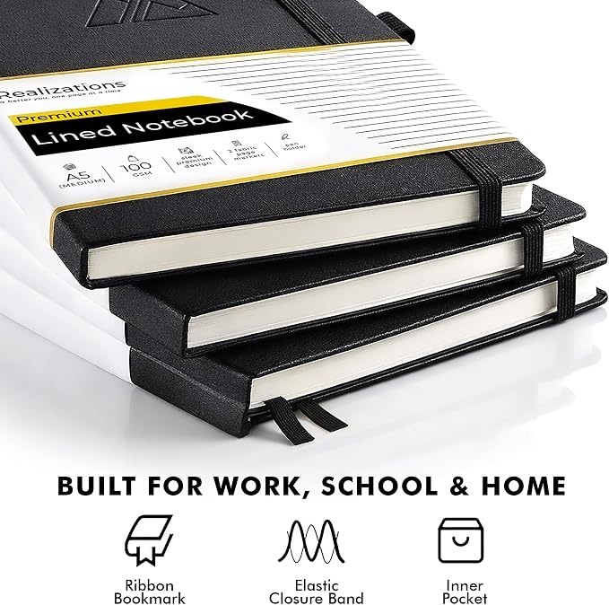 Realizations Journaling Notebooks with Pen Holder | Lined Notebook | 222 Pages Notebook Journal with 100 GSM Paper | Journal Notebooks for Work