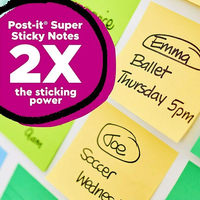 Post-it 100% Recycled Paper Super Sticky Notes, Canary Yellow, 3 in. x 3 in., 5 Sticky Note Pads, 70 Sheets per Pad, New Year Organization or Second Semester School Supplies