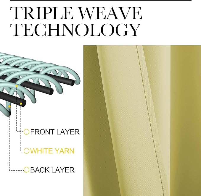 NICETOWN Blackout Curtains for Bedroom, Blackout Curtain Panels, Paler Yellow, 1 Pair, 42 by 45-inch, Window Treatment Energy Saving Thermal Insulated Solid Rod Pocket Blackout Drapes/Draperies