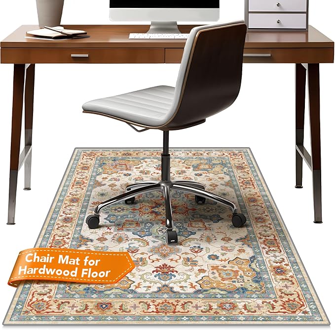 Office Chair Mat for Hardwood Floors - 48X35.5” Desk Chair Mat for Rolling Chair, Under Desk Rug Protects Hard Floors from Damage, Low Pile Floor Protector for Rolling Chair, Non-Slip