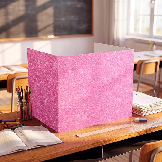 Sherr 30 Pcs School Privacy Boards Bulk for Student Colored Desk Trifold Divider Panels Privacy Partition Folder for School Student Teacher Desk, 15.8 x 13.4 x 11.81 Inch (Glitter Style,Glitter Color)