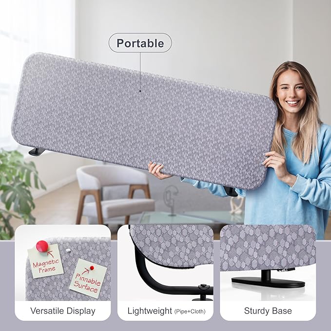 DECOLAB Freestanding Desk Divider, Portable Privacy Screen Partition for Home, Office, Shared Workspace, Restaurant, Anti-Scratch, 48 x 18 Inch, Dandelion