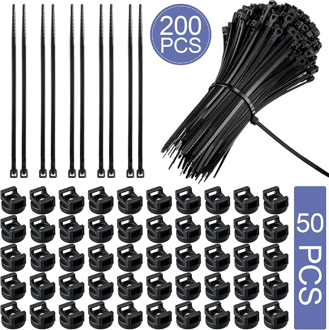 Yookeer 250 Pieces Magnetic Zip Tie Mount Multipurpose Cable Holder Magnets Magnetic Wire Management Bases with Heavy Duty Zip, Mount Nylon Cable Ties in Total (22 mm)