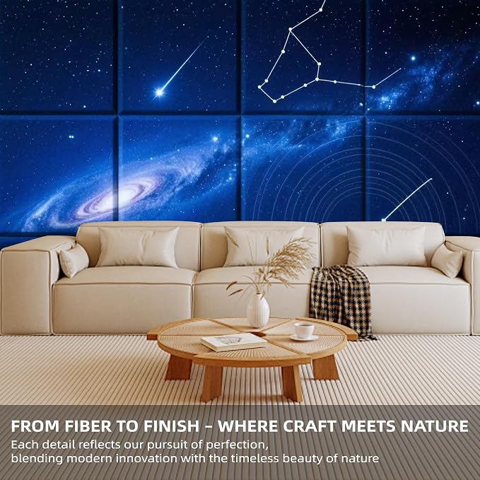 12 Pack Art Acoustic Panels, TEMGCUAM Self-Adhesive Sound Absorbing Wall Panels, 48"×36" Decorative Acoustic Treatment Panels for Home Office, Studio, Ceiling & Media Room