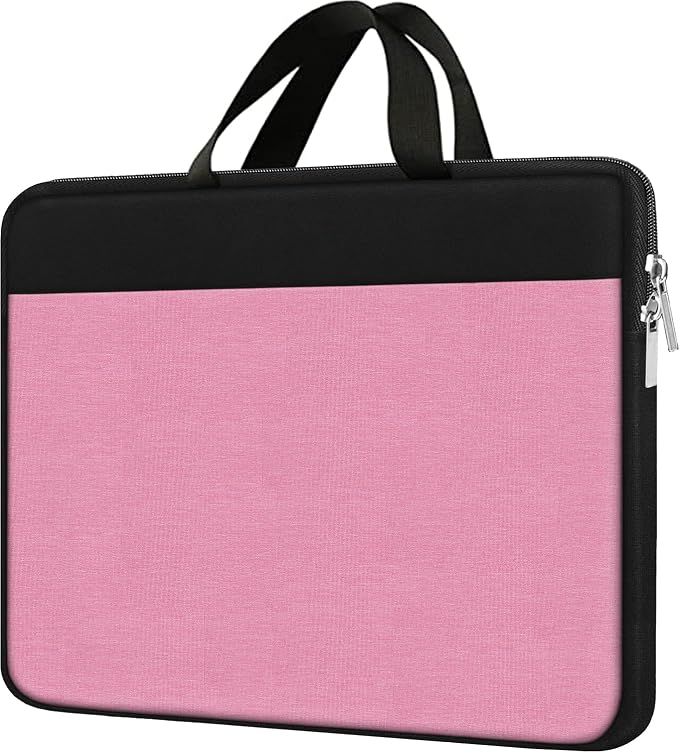 Laptop Case 15.6 inch, Travel Laptop Sleeve Bag Handbag Shockproof Protective Computer Cover Carrying Bag Briefcase for 15" 15.6" HP Asus Acer Dell Lenovo Laptop Notebook Ultrabook, (Black/Pink)