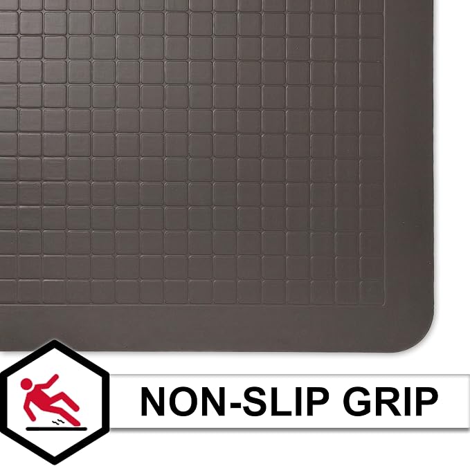 Tempur-Pedic Ultra Comfort Anti-Fatigue Frame Pewter 1' 8" x 3' 6" Kitchen Floor Mat Cushioned Ergonomic Standing Desk Mat Waterproof Non-Skid Foam