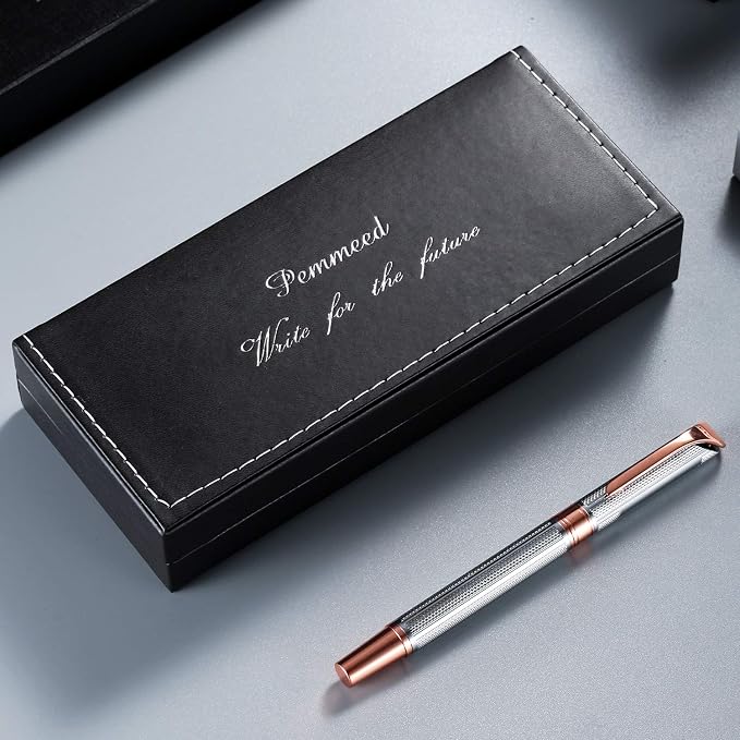 Penneed Rollerball Pen with Gift Set, Gel Pen for Men, Women, Business, Party&Wedding Black Ink 0.7mm G5 (Gold-Sliver)