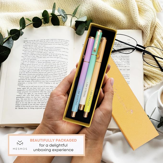 MESMOS 3pk 0.7mm Fine Tip Gel Ink Pen Set, Fancy Pen Set for Women, Inspirational Gifts for Women, Daily Affirmations, Positive Affirmations, Motivational Gifts, Aesthetic Pens