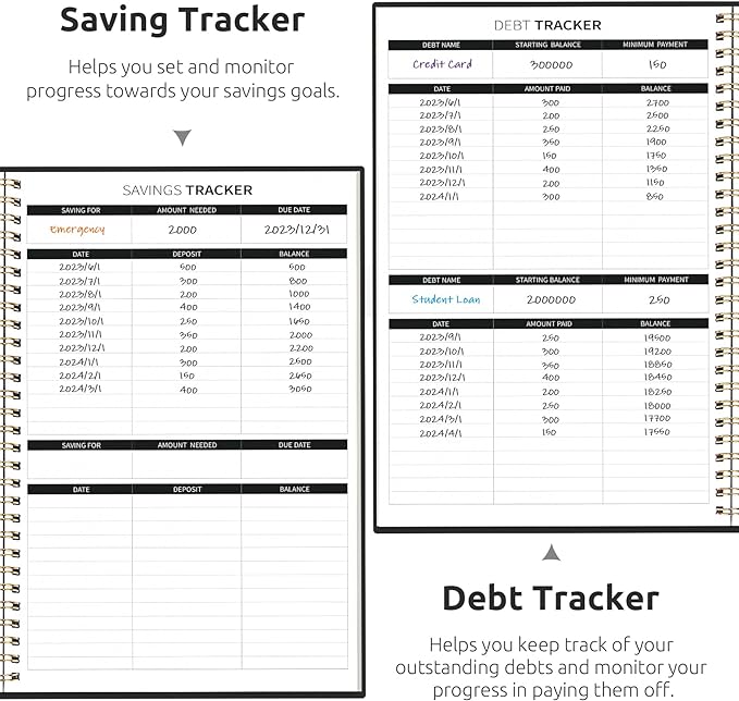 Budget Planner - Monthly Budget Book with Expense Tracker Notebook, Undated Bill Organizer & Finance Planner to Take Control of Your Money, Account Book to Manage Your Finances-Black