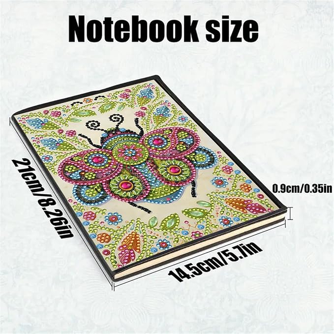 FRANDEK Diamond Art Painting Notebook Kit, Bee A5 DIY Journal with 50 Blank Pages, Crystal Rhinestone Cover with Waterproof Canvas, Beginner Craft Set with Full Tools for Adults