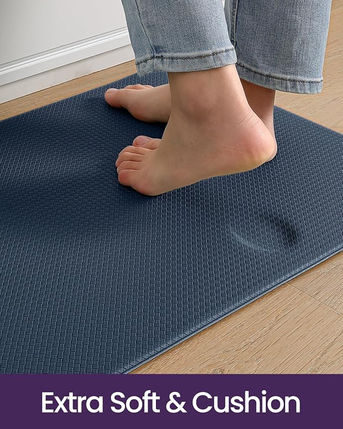 DEXI Kitchen Floor Mats Cushioned Anti Fatigue, 23x94, Large Long Standing Runner Rug Waterproof, Comfort Memory Foam Padded for Front Sink Laundry, Navy