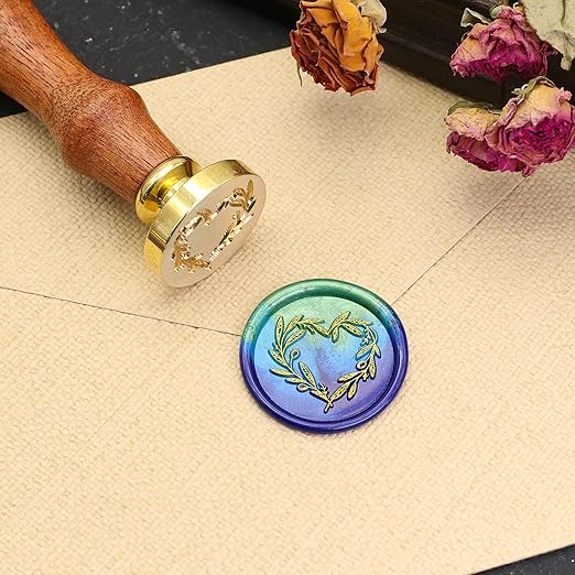 SWANGSA Heart Branch Wax Seal Stamp Kit with 200pcs Sealing Wax Beads, Great for Embellishment of Wedding Invitations, Wine Packages, Gift Wraps