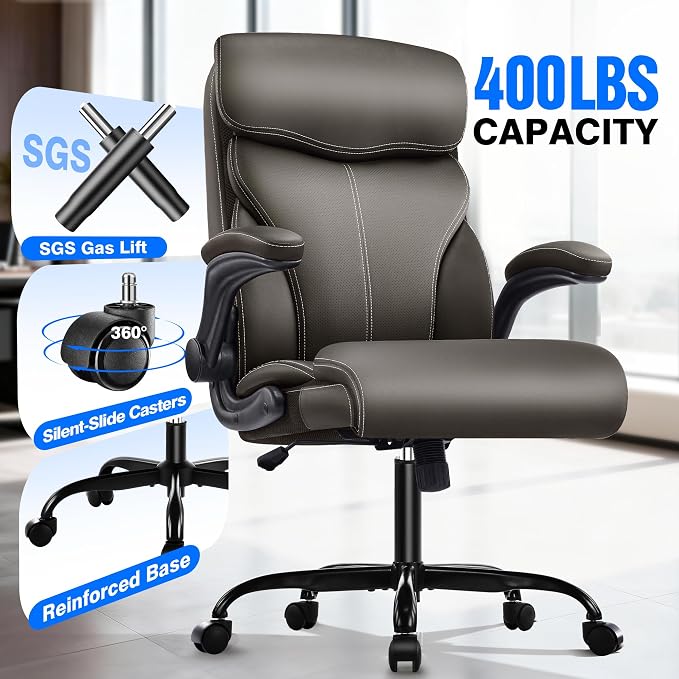 AreShark Leather Office Chair - Executive High Back Ergonomic Desk Chairs | Breathable Computer Chair with Lumbar Support & Rock Function, Rolling Swivel Seat for Working, Studying, Gaming & Relaxing