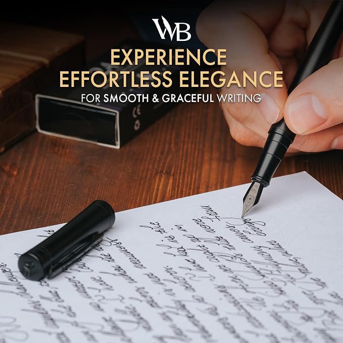 Wordsworth & Black Rollerball Pen [All Black], Includes Fountain Pen Set [All Black], Medium Nib, 24 Ink Cartridges, Refill Converter and Premium Gift Case