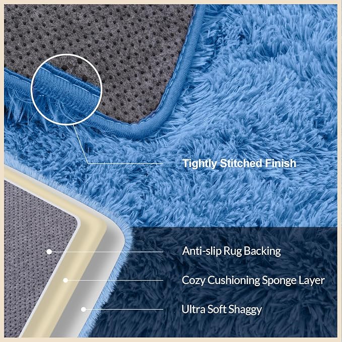 Mugorn Small Soft Shag Rugs for Bedroom, 4x6 Fluffy Area Rugs for Living Room