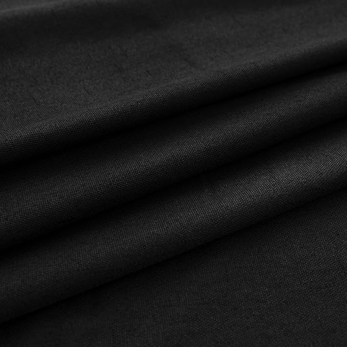 KOUFALL 72 Inch Black Curtains for Bedroom, Linen Thermal Blackout Back Tab Black Out Vintage Gothic Curtains for Living Room Bedroom Livingroom, Wide 52 x 72 in Length, 2 Panels Set