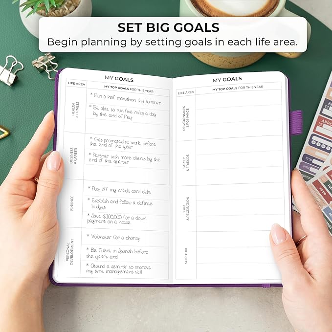 Clever Fox Pocket Planner Weekly – Undated Monthly Goal Planner and Calendar, Mini Planner Perfect for Purse, 3.7x6.7" (Purple)