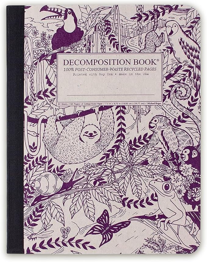 Decomposition Rainforest College Ruled Composition Notebook - 9.75 x 7.5 Journal with 160 Lined Pages - Notebooks for School Supplies, Home & Office - 100% Recycled Paper - Made in USA