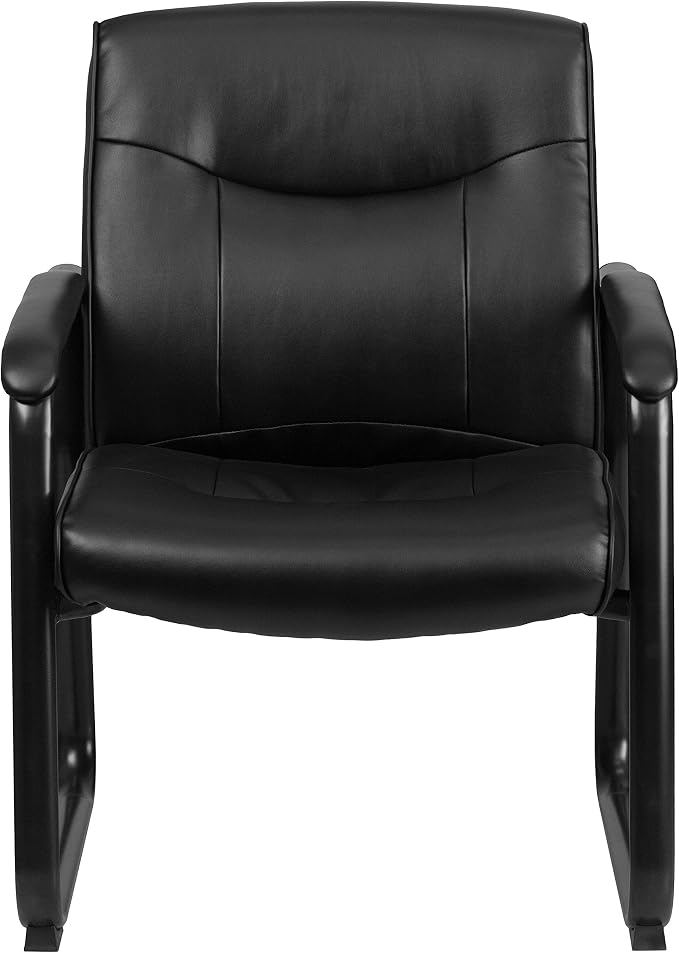 Flash Furniture Hercules Series Big & Tall LeatherSoft Executive Side Reception Chair, Padded Lobby Chair with 500-lb. Static Weight Capacity, Black